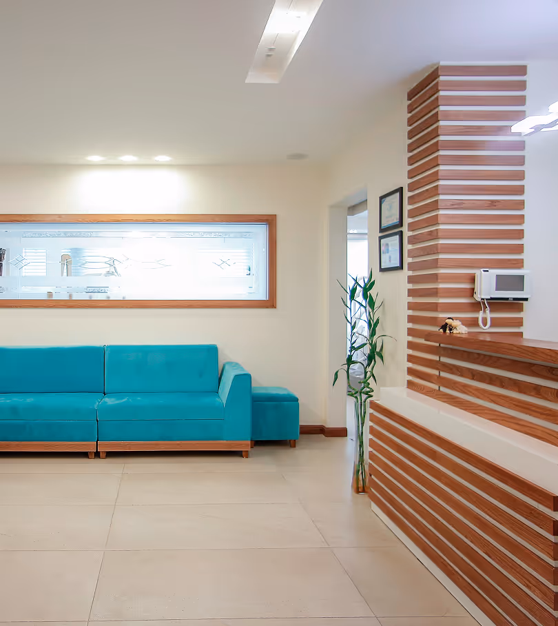 Empty waiting room in a chiropractor clinic